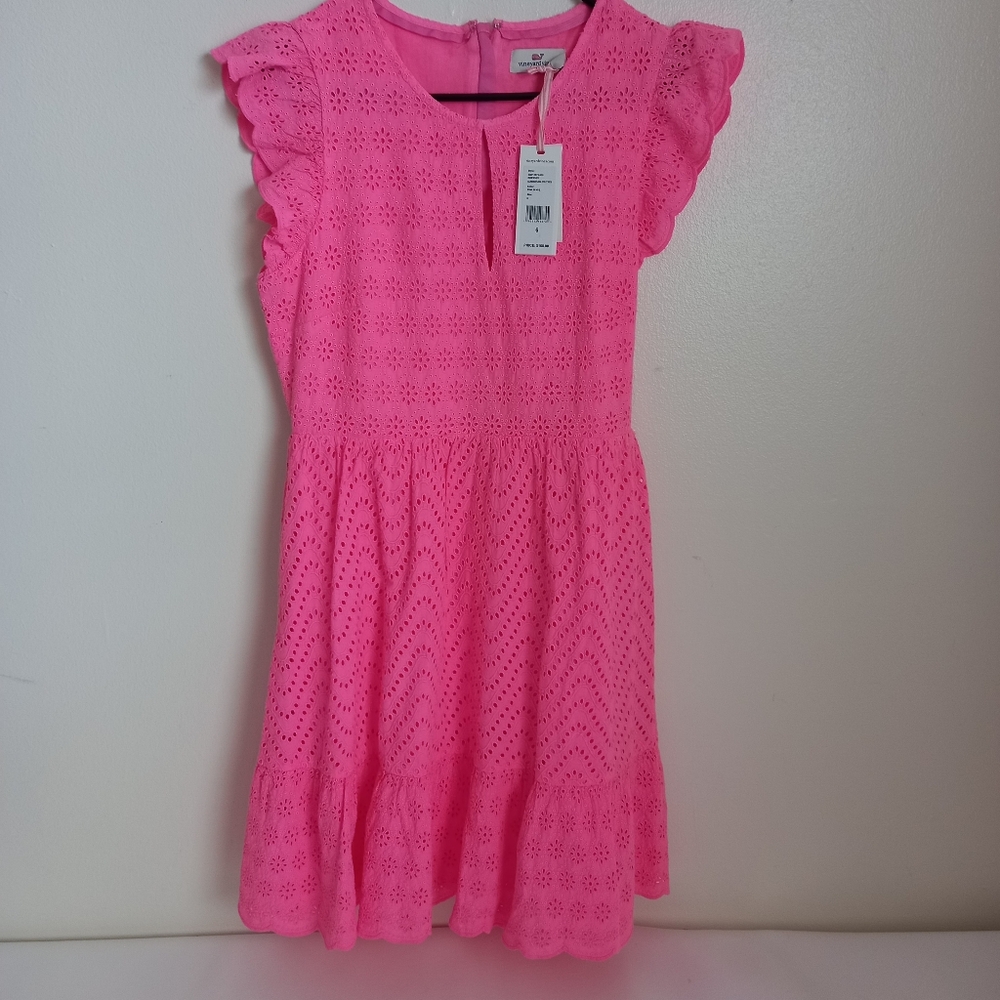 Vineyard Vines Pink Allamanda Eyelet Floral Dress